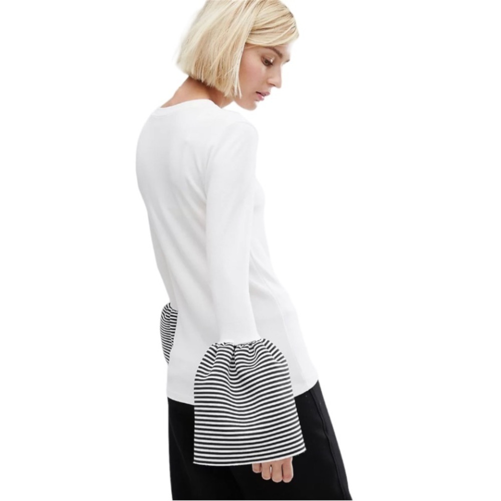 BEACHLUNCHLOUNGE long sleeve stripe volume cuff top